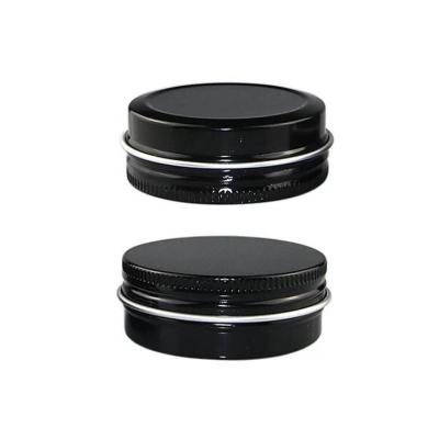 China Custom Modern Luxury Empty Black Aluminum Jar Screw Round Face Cream Tin Small Round Metal Tins for sale