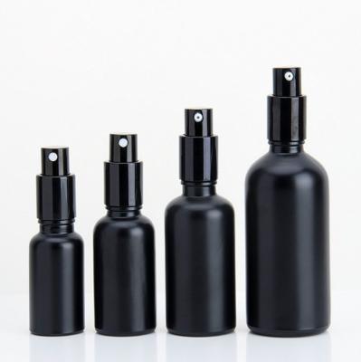 China Personal Care Matte Black Cosmetic Spray Bottle Mist Glass Spray High End Fine Perfume Bottles 10 20 30 50 100 for sale