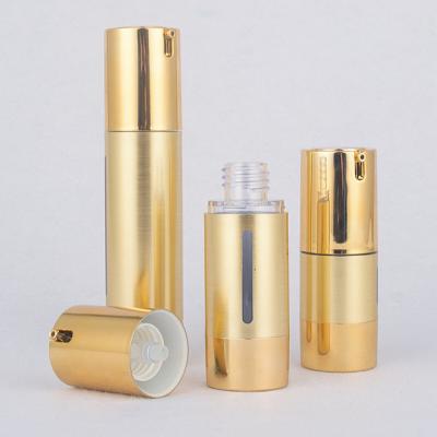 China Personal Care Gold Luxury Airless Spray Cosmetic Lotion Pump Bottle 15ml 30ml 50ml For Face Cream for sale