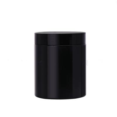 China Black Cosmetic PET Neck 200ML 250ML 8OZ Cylinder 68mm Jar Plastic Jar With Black Screw Lid Wholesale for sale