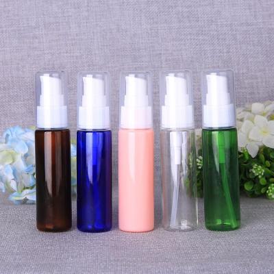 China Personal Care 30ml Clear Pink Blue Amber Green Plastic Bottle With Lotion Pump For Removal for sale