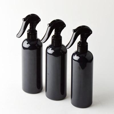 China Personal Care 300ml Black Trigger Spray Bottle Hair Salon Product Use Plastic Detergent Bottle for sale