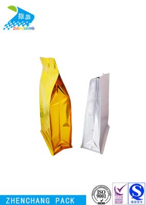 China Single Color 8 Side Seal Bag Aluminium Foil Square Bottom For Food Packaging for sale