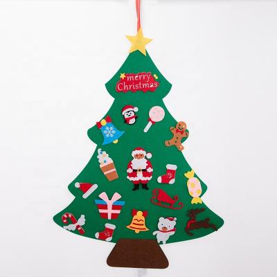 China Wall Hanging Felt Christmas Decoration Christmas Decoration Gifts Diy Felt Christmas Wall Tree With Ornament Set For Kids for sale