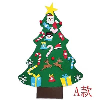 China Non-woven Fabric Christmas Decoration Gifts Diy Felt Christmas Wall Tree With Ornament Set For Kids for sale