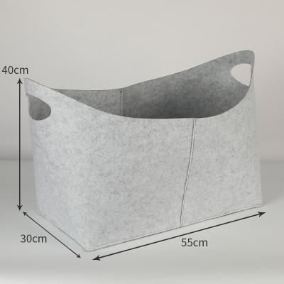 China Folding Foldable Storage Felt Bag Wood Carrier Holder Bag 3mm Felt Firewood Basket for sale