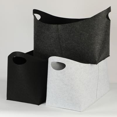 China Folding Portable Bulk Felt Firewood Storage Basket Wood Carrier Bag With Handle for sale