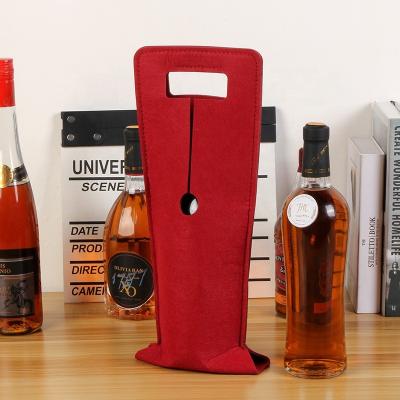 China Customized 2023 Reusable High Quality Hand Held Felt Wine Bag With 1 Bottle for sale