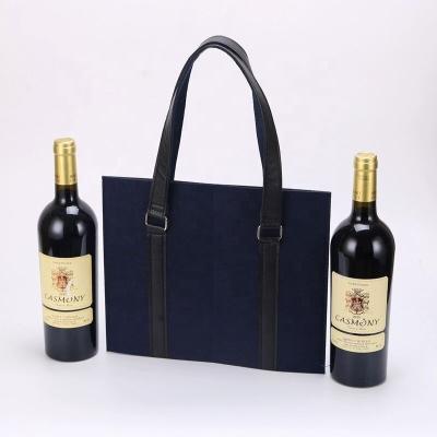 China Waterproof Wholesale 2023 Hot Sale New Design Custom Reusable Gift Wine Beer 2 Bottles Storage Package Bag Felt Tote Bag for sale