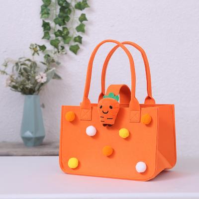 China Customized Durable Non-woven Storage Bag Felt Double Handle Opening Shopping Bag Cartoon Felt Female Handbag Storage Bag for sale