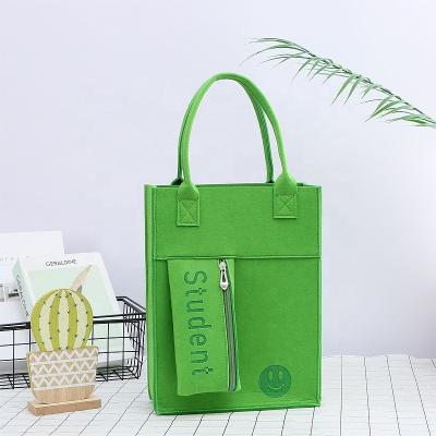 China Handle New Fashion Wholesale Eco Friendly Custom Logo Recycled Large Capacity Colorful Felt Shopping Women Tote Canvas Bags for sale