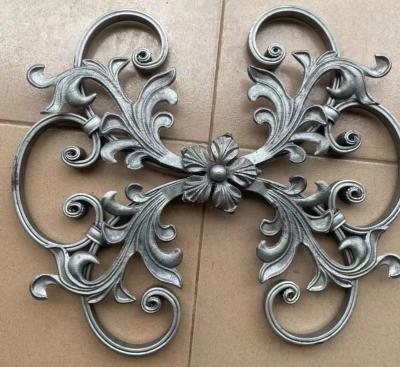 China For Iron Fence Beautiful Wrought Iron Flower Forged Steel Gate Ornaments for sale