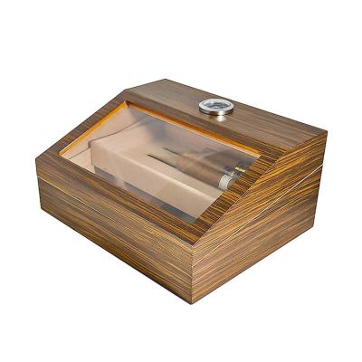 China Custom Recycled Eco-Friendly Hot Sale Wooden Cigar Humidor Luxury Transparent Cigar Case for sale