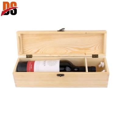 China 2021 Materials 2021 Recycled Empty Single Wine Bottle Gift Box Wooden Simple Natural Wine Box 1 for sale