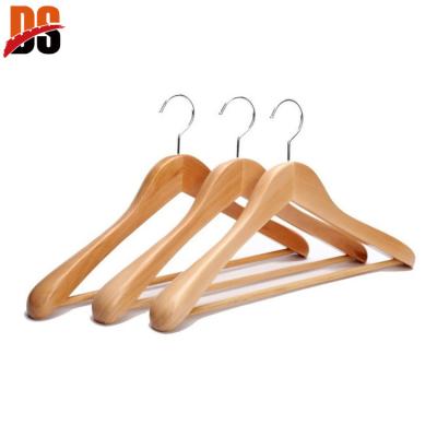 China Eco - Friendly Cheap Natural Finish Bulk Wood Hanger D&S Shirt Hangers for sale