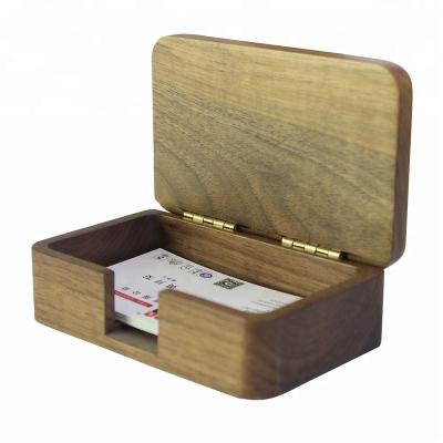 China Reused Materials DS Card Box Name Card Holder Small Natural Wood Wooden Card Box for sale