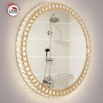 China Wall Mounted Lead Crystal Mirror Style Magnifying Luxury Makeup With Light For Home Commercial Mirror for sale