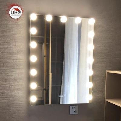 China Hollywood Makeup Magnifying Mirror With Bulbs Touch Dimmable Custom Lighted Smart LED Wall Mirror for sale