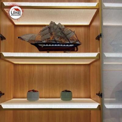 China Style And Panel Lighting Can Be Customized Stone Led Shelf Wall Shelves Lamp Custom Natural Marble Mica Stone For Home Hotel Display Racks Decoration To the House for sale