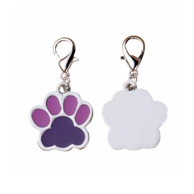 China Europe Hot-selling Soft Enamel Silver Plated Paw Shape Pet ID Tags with Lobster Clasp for Wholesale for sale