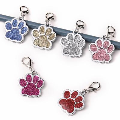 China Europe Engraved Paw Shaped Glitter Powder Pet Accessory Dog Tags, Cute Glitter Paw Pet ID Tags for sale