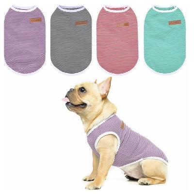 China Sustainable Fashionable Striped Pattern Dog T Shirt , Breathable Soft Cotton Basic Pet Shirt Clothes For Summer for sale