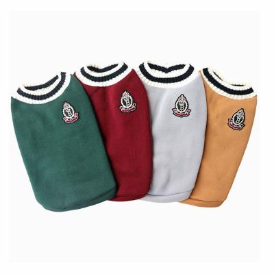 China New Viable Wholesale Winter Vest Pet Knitted Clothes,Winter Soft Warm Jumper College Vest Dog Clothes for sale