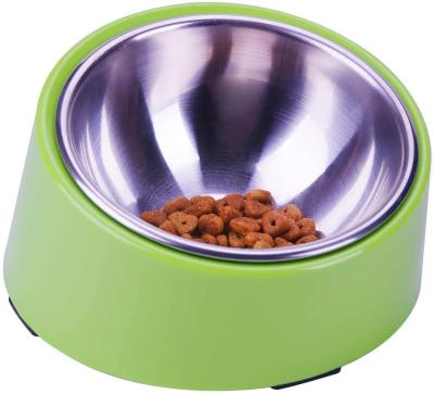 China New Design Stainless Steel Automatic Multicolor Dog Raised Bowl Slow Food Feeder Skidproof Pet Sloped Bowl for sale