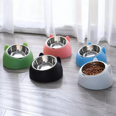 China Cat Bowls Stainless Steel Durable Non-slip Pet Rolls Pet Neck Protection Food Water Bowl for sale