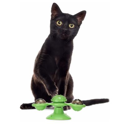 China Viable Cup Toy Indoor Cat Spinner Aggressive Kitty Toy Cats Suction Cup Spinning Toy Teasing Interactive Windmill Turntable for sale