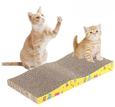 China Cat Playing Double-Sided Durable Design Cat Scratcher Pad, Cardboard Work Area Kitty Corrugated Wave Lounge for sale