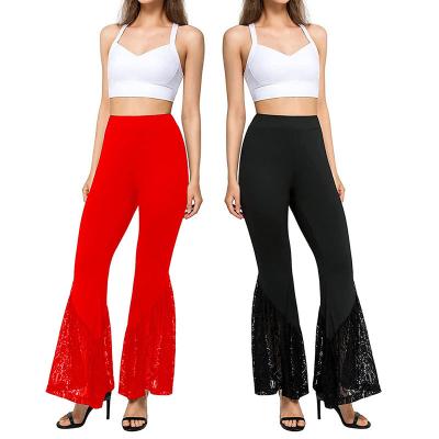 China Anti-wrinkle lace flared pants new women knit pants Amazon yoga stretch sports pants for sale