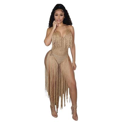 China European and American and American European ladies sexy beach skirt handmade crochet jumpsuit fringed skirt for sale