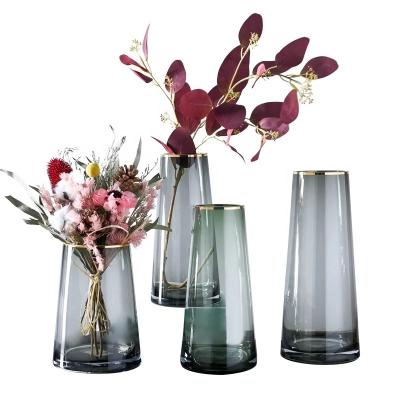 China China Light Luxury Glass Vase Transparent Living Room Flower Arrangement Mounted Vase Table Decoration for sale