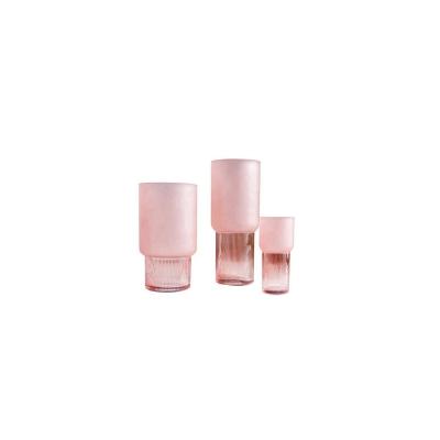 China Europe Supplier Chinese Multifunctional Living Room Single Pink Glass Vases For Wedding Centerpieces for sale