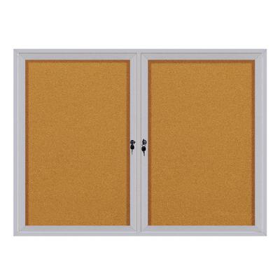 China Wall Mounted Aluminum Lockable Bulletin Board Design Message Table Frame Pin Fabric Cork Board With Glass Door for sale