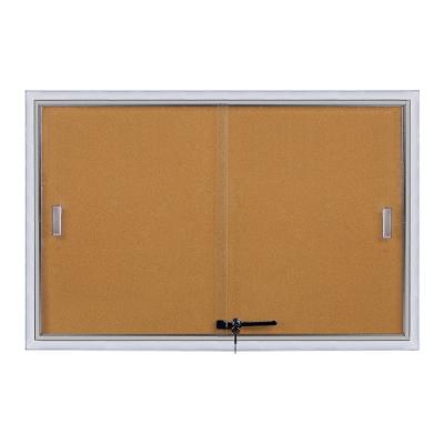 China Cork Sheets Notice Boards Lockable Glass Bulletin Boards Door High Quality Wall Mount Message Board for sale