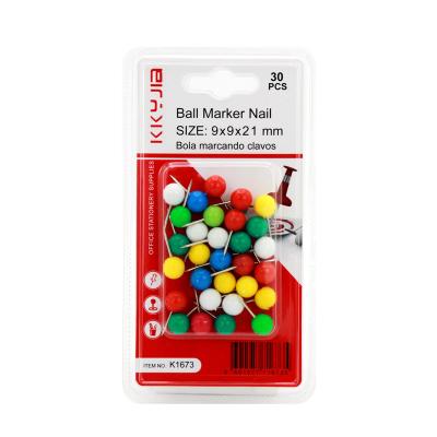 China New Packing School Office K1673 Ball Nail Marker Wholesale Stationery Push Pin Used For Marking for sale