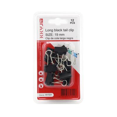 China K1721 New Durable Black Packaging 19mm Binder Clip Factory Outlet Painting Hardware Wholesale and Support OEM for sale