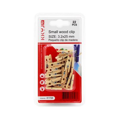 China K1726 New Classic Wooden Packing 25mm Clip For Supermarket Stationery Wholesale And Support OEM for sale