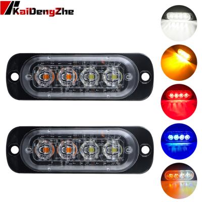 China Heat Resistant Aluminum Alloy + 4 LED Waterproof Car Strobe Vehicles Emergency Lens 12V PC Truck LED Light Flashing Warning Light for sale