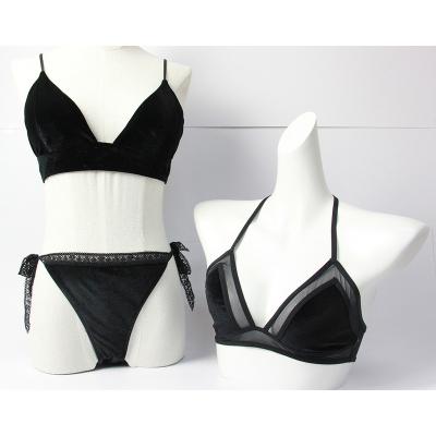 China QUICK DRY Cordury Velvet Lingerie Women Panties and Sexy Bra Set for sale