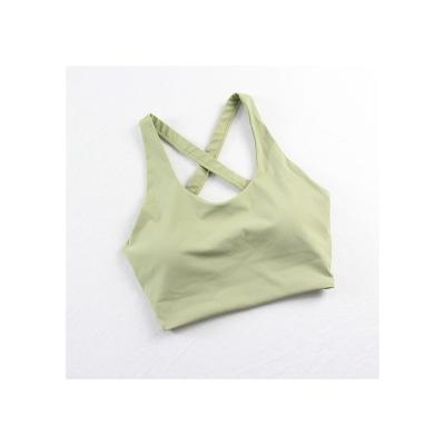 China 2022 New Beauty Breathable Cross Back Wholesale Fitness Green Backless Yoga Sports Bra for sale