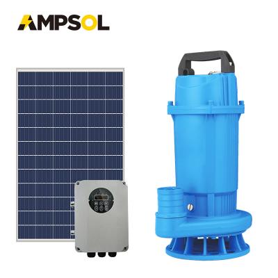 China Other AMPSOL Bomba De Agua 220V 2200W 3HP 3 HP DC Solar Submersible Dirty Sewage Pump for sale