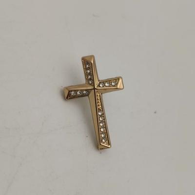 China Zinc Alloy Buckle Stud Cross Back For New Christian Rhinestone Metal Brooch for sale