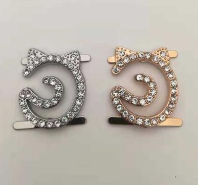 China Shoe Buckle Cat Rhinestone Shoe Zircon Buckle Ornament Main Buckle For Lady Flat Shoes for sale