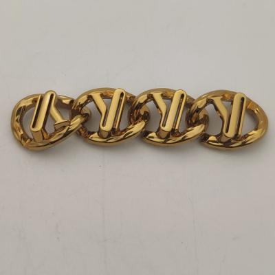 China Zinc Alloy Popular Chain Gold Color Decorative Shoe Buckle For Male / Female Shoes for sale