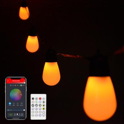 China Blue Tooth Stander 5.0/4.2 Shatterproof S14 Edison Vintage Bulbs Outdoor String Lights IP65 Decorations Outdoor Christmas Lights in China LED Patio Lights for sale