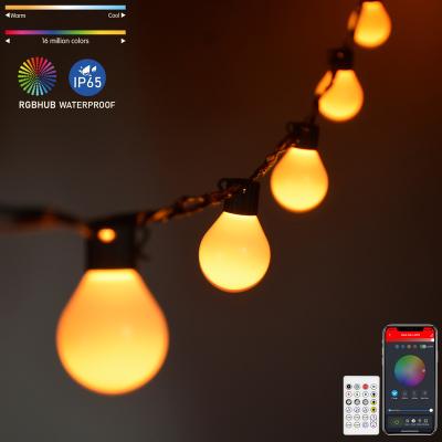 China Blue Tooth Stander 5.0/4.2 Patio G40 Outdoor String Lights Dimmable Shatterproof Waterproof String Light 25 Warm White Globe Bulbs LED Globe String Lights for sale