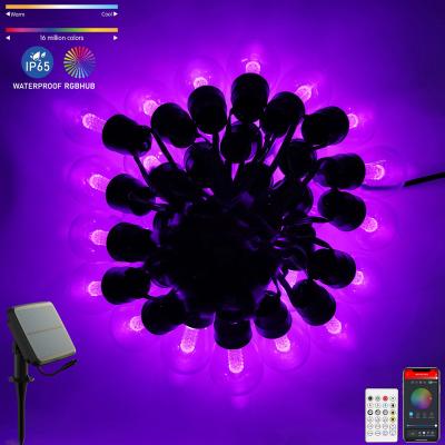 China 43Ft Solar S14 Patio Lights Vintage Edison navidad luces solares bulbs Dimmable Bistro Lights Led Outdoor Solar String Lights 2200mAh for sale